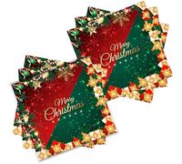 20 tovaglioli di carta natalizi rossi e verdi per feste, 16,5 cm, decorazione per la tavola di buon Natale, usa e getta, colore: rosso e verde, tovaglioli di carta velina per feste di Natale