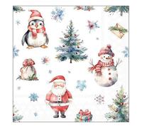 20 tovaglioli di Natale Babbo Natale, pupazzo di neve e pinguino come decorazione da tavola. Tovaglioli di carta con motivo. Anche per decoupage e decoupage 33 x 33 cm