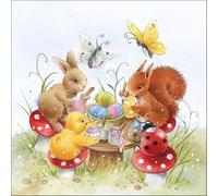 20 tovaglioli dipingono animali uova di Pasqua con menù Setita 33 x 33