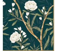 20 tovaglioli fiori peonie bianche su bambù come decorazione da tavola. Tovaglioli di carta con motivo Anche per decoupage e tecnica del tovagliolo 33x33cm