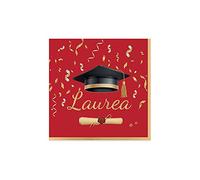 20 Tovaglioli in carta LAUREA Rossi e Oro - 25x25cm - 2 veli