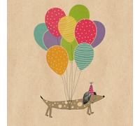 20 tovaglioli in carta riciclata, per compleanno, bassotto con palloncini come decorazione da tavolo, tovaglioli di carta con motivo, anche per decoupage e decoupage, 33 x 33 cm