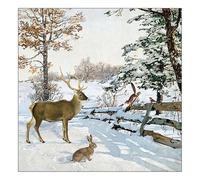 20 tovaglioli invernali con animali durante la passeggiata invernale come decorazione da tavolo. Tovaglioli di carta con motivo. Anche per decoupage e decoupage 33 x 33 cm