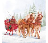 20 tovaglioli invernali gita invernale con carrozza cavalli come decorazione da tavolo. Tovaglioli di carta con motivo. Anche per decoupage e decoupage 33 x 33 cm