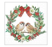 20 tovaglioli invernali passeri in ghirlanda di Natale come decorazione da tavolo. Tovaglioli di carta con motivo. Anche per decoupage e decoupage 33 x 33 cm