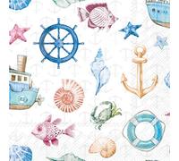 20 tovaglioli Maritim Elements, decorazione da tavolo, tovaglioli di carta con motivo, anche per decoupage e decoupage 33 x 33 cm