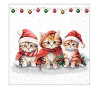 20 tovaglioli natalizi a forma di gatto in costumi di Natale come decorazione da tavola. Tovaglioli di carta con motivo. Anche per decoupage e decoupage 33 x 33 cm