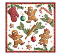 20 tovaglioli natalizi di pan di zenzero e ramoscelli come decorazione da tavola. Tovaglioli di carta con motivo. Anche per decoupage e decoupage 33 x 33 cm