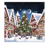 20 tovaglioli natalizi grande albero di Natale in villaggio come decorazione da tavolo Tovaglioli di carta con motivo, anche per decoupage e decoupage 33 x 33 cm