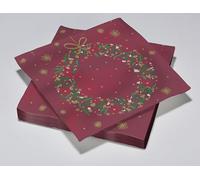 20 tovaglioli natalizi rossi e verdi in ovatta a 3 strati, 40 x 40 cm