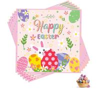 20 tovaglioli pasquali primaverili pasquali tovaglioli di carta pasquale, decorazione da tavolo, fiori colorati, uova, coniglio, carta usa e getta, set regalo per adulti e bambini