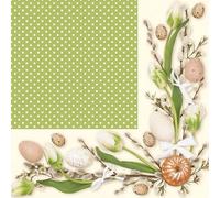 20 tovaglioli pasquali su verde come decorazione da tavola. Tovaglioli di carta con motivo. Anche per decoupage e decoupage 33 x 33 cm