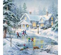 20 tovaglioli per bambini durante la camminata sul ghiaccio come decorazione invernale da tavolo con bambini nella neve, 33 x 33 cm