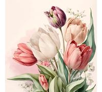 20 tovaglioli Primavera Vintage Tulipani come decorazione da tavolo Tovaglioli di carta con motivo, anche per decoupage e decoupage 33 x 33 cm