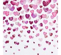 20 tovaglioli rosa con pioggia di cuore, matrimonio, amore, festa della mamma, San Valentino, decorazione da tavolo, decoupage, tecnica dei tovaglioli (Lunch 33 x 33 cm)