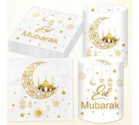 20 tovaglioli Set+ 12 coperchio della lampada, ramadan decorazioni 2025, decorazione da tavolo Ramadan, Eid Mubarak, decorazione Bayram Islam Eid Decorazione per bambini