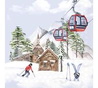 20 tovaglioli Winter Lift an Skihütte come decorazione da tavolo. Tovaglioli di carta con motivo. Anche per decoupage e decoupage 33 x 33 cm