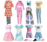 20 vestiti per bambole da 20 cm compatibili con Barbie, include 2 felpe con cappuccio, 2 abiti casual, 2 abiti sportivi, 2 pantaloncini a maniche corte, 5 scarpe regalo per ragazze