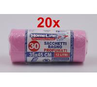 20 x 30 pz sacchi sacchetti bagno profumati 35x45 cm 12 litri ROSA HomeLine