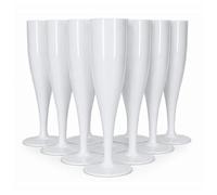 20 x Bianco Plastica Champagne Flutes 175ml Prosecco Occhiali Biodegradabile Set