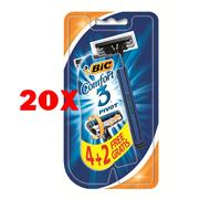 20 X Bic Rasoio Usa E Getta Comfort 3 Lame Blister 4+2 Pz