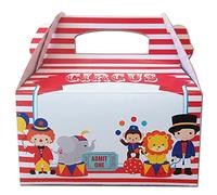 20 x Box Scatole porta dolci, gadget, confetti, caramelle cotillon o dolcetti regalini fine festa per bambini fai da te scatoline con manico grafica a scelta (Circo-Circus Party)