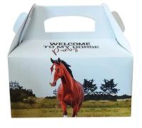 20 x Box Scatole porta dolci, gadget, confetti, caramelle cotillon o dolcetti regalini fine festa per bambini fai da te scatoline con manico grafica a scelta (Cavalli)