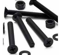 20 x bulloni a testa svasata a croce neri in polipropilene (PP), M5 x 40 mm, dadi e rondelle