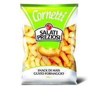 20 x BUSTA PATATINE SALATI PREZIOSI CORNETTI DI MAIS GUSTO FORMAGGIO 100gr CHIPS