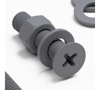 20 x Dadi e bulloni svasati a croce in polipropilene grigi, M5 x 20 mm, rondelle, plastica, resistenti ad acqua, corrosione e agenti chimici
