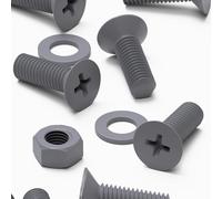 20 x Dadi e bulloni svasati a croce in polipropilene grigi, M8 x 20 mm, rondelle, plastica, resistenti ad acqua, corrosione e agenti chimici
