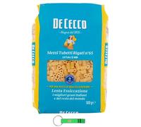 20 X De Cecco Pasta Mezzi Tubetti Rigati N. 65, 100% Pasta Italiana Confezione da 500 g + Portachiavi Beni Culinari Gratis