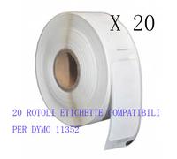 20 X Etichette Compatibili per DYMO 11352 54mmX25mm S0722520 LABELWRITER 400 450