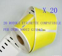 20 X Etichette Compatibili per DYMO 99012 Giallo 89X36mm LABELWRITER 310 320 330