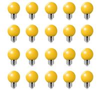 20 X Giallo Luci Decorative Colorate Lampadine Led E27 2W, B4U Risparmio Energetico Lampada Colorata, Golf Palla Lampadina, Per Esterno Interna Stringa, Natale Albero, Festa Luci Notturne