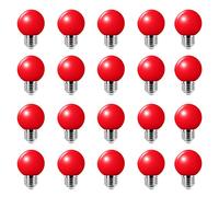 20 X Rosso Luci Decorative Colorate Lampadine Led E27 2W, B4U Risparmio Energetico Lampada Colorata, Golf Palla Lampadina, Per Esterno Interna Stringa, Natale Albero, Festa Luci Notturne