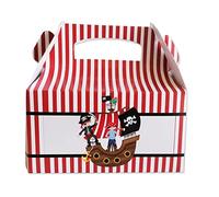 20 x Scatole Box porta dolci, gadget, confetti, caramelle cotillon o dolcetti regalini fine festa per bambini fai da te scatoline con manico grafica a scelta (Pirati)
