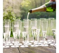 20 X Trasparente Prosecco Fluttini 175ml Champagne Occhiali Plastica Robusta
