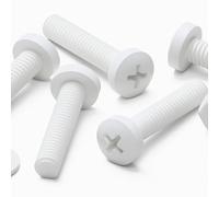 20 x Viti a Testa Arrotondata Bianchi Polipropilene (PP) Dadi e bulloni di plastica, M4 x 20mm, Rondelle