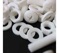 20 x Viti a Testa Arrotondata Bianchi Polipropilene (PP) Dadi e bulloni di plastica, M6 x 20 mm, Rondelle
