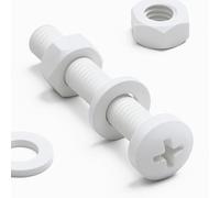 20 x Viti a Testa Arrotondata Bianchi Polipropilene (PP) Dadi e bulloni di plastica, M6 x 40mm, Rondelle