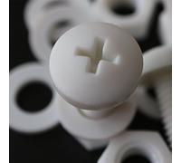 20 x Viti a Testa Arrotondata Bianchi Polipropilene (PP) Dadi e bulloni di plastica, M8 x 20mm, Rondelle