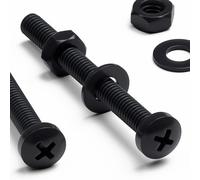 20 x Viti a Testa Arrotondata Nere Polipropilene (PP) Dadi e bulloni di plastica, M4 x 40mm, Rondelle