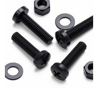 20 x Viti a Testa Arrotondata Nere Polipropilene (PP) Dadi e bulloni di plastica, M5 x 20mm, Rondelle