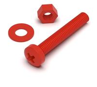20 x Viti a Testa Arrotondata Rossi Polipropilene (PP) Dadi e bulloni di plastica, M3 x 20mm, Rondelle
