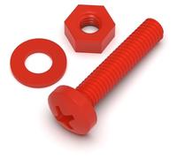 20 x Viti a Testa Arrotondata Rossi Polipropilene (PP) Dadi e bulloni di plastica, M4 x 20mm, Rondelle