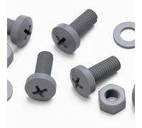 20 x Viti a testa bombata con impronta a croce grigie in polipropilene (PP), dadi e bulloni in plastica, M8 x 20 mm, rondelle, anticorrosione, resistenti agli agenti chimici