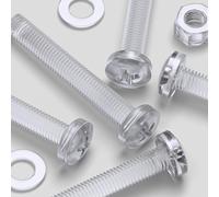 20 x viti acriliche trasparenti a testa cilindrica cruciforme, M8 x 60 mm, bulloni, dadi e rondelle