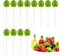 200/100/50/15 pezzi Spiedini per stuzzichini, forchettine per frutta, stuzzicadenti decorativi a forma di foglia verde, in bambù, lunghi 4,7 pollici, a tema conchiglia tartaruga tropicale, per feste h