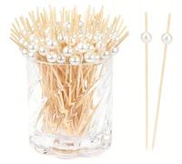 200/100/50/20/10 pezzi Stuzzichini di bambù bianchi da 12 cm, spiedini per frutta, stuzzicadenti da 4,7" per sandwich, decorazioni per aperitivo da festa, forniture per feste di compleanno e matrimoni